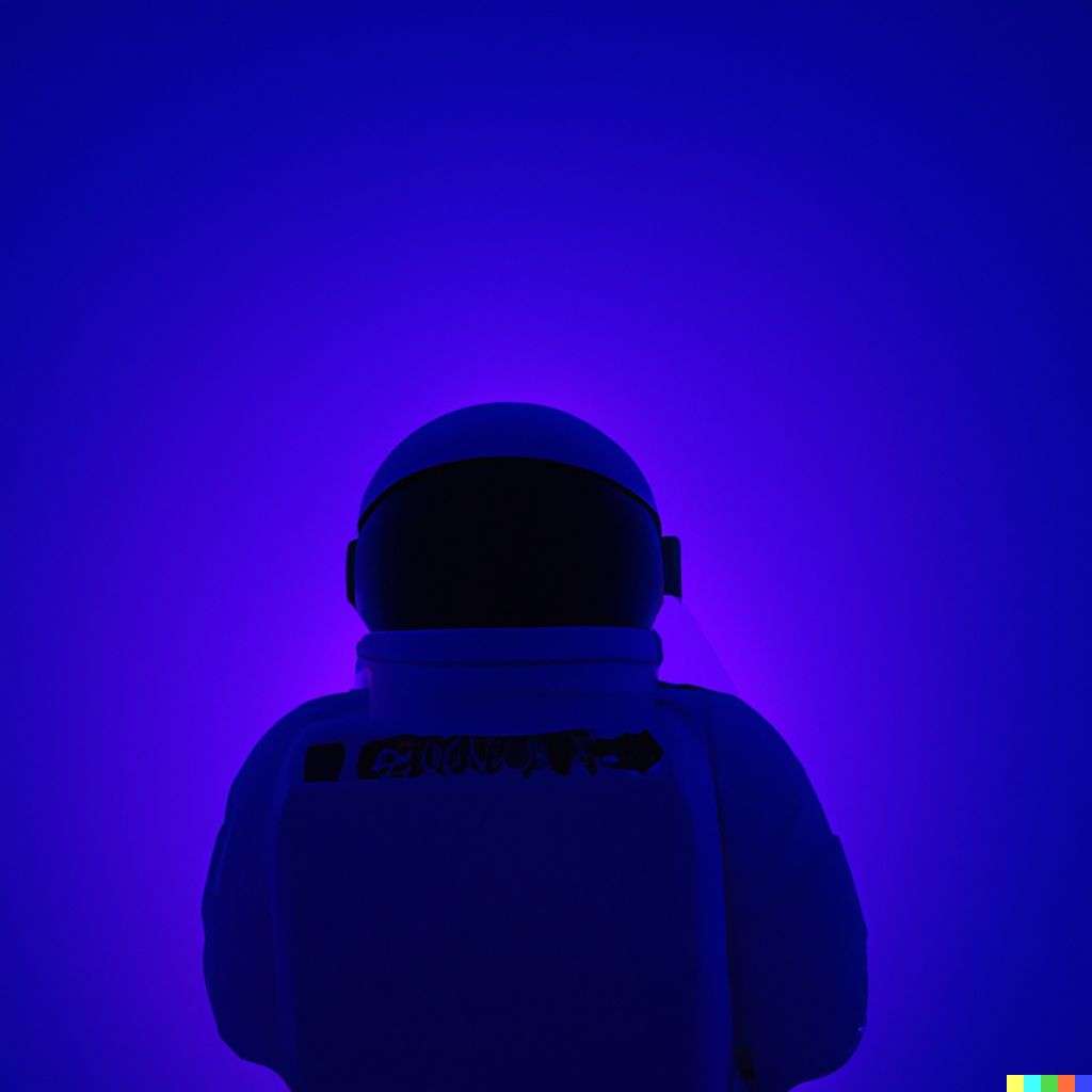 an astronaut in a light installation by James Turrell, photograph